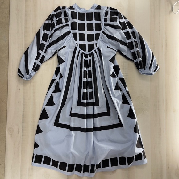 KINGA CSILLA block print cotton tuckernuck kaftan tunic dress XS - Picture 9 of 9